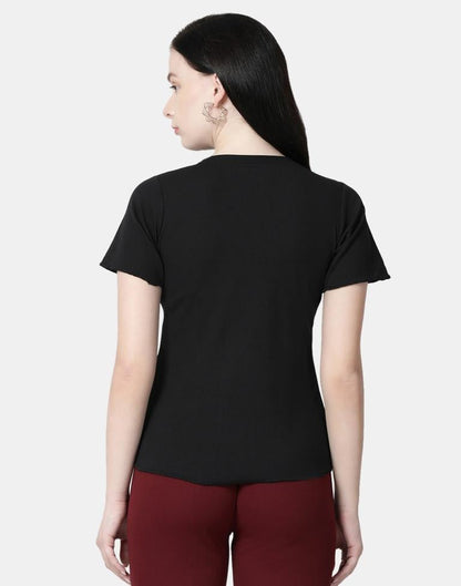 Black Colored Lycra Knitted Top | Leemboodi