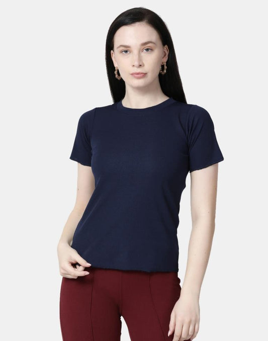 Blue Colored Lycra Knitted Top | Leemboodi