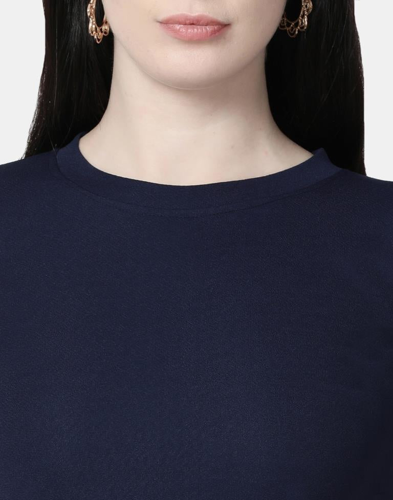 Blue Colored Lycra Knitted Top | Leemboodi