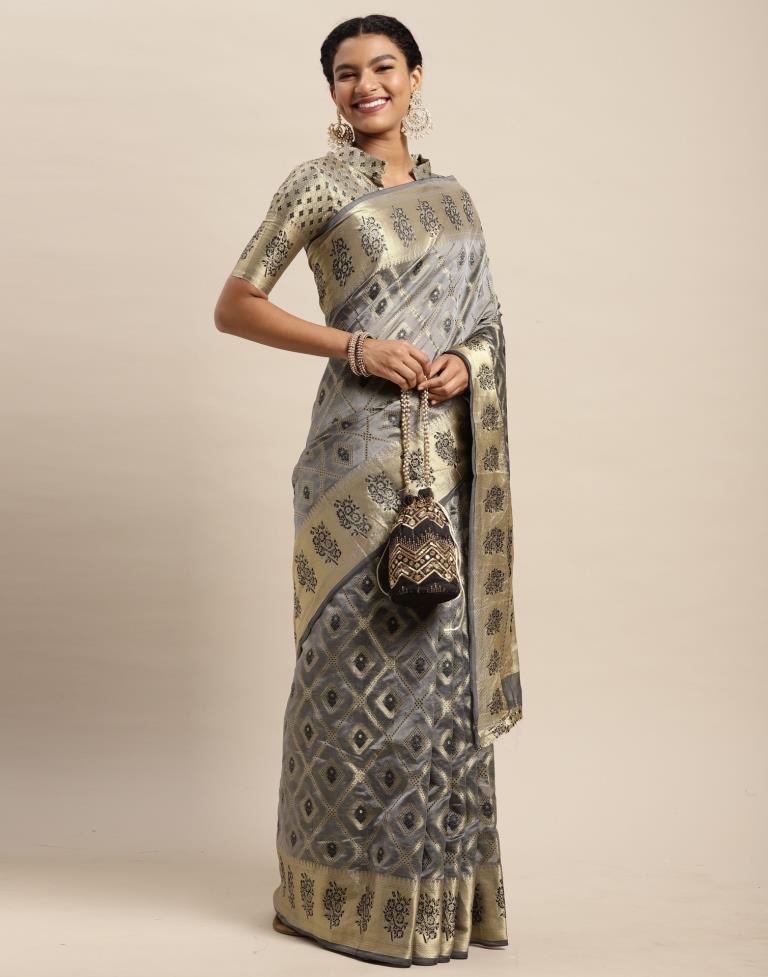 Grey Organza Saree | Sudathi