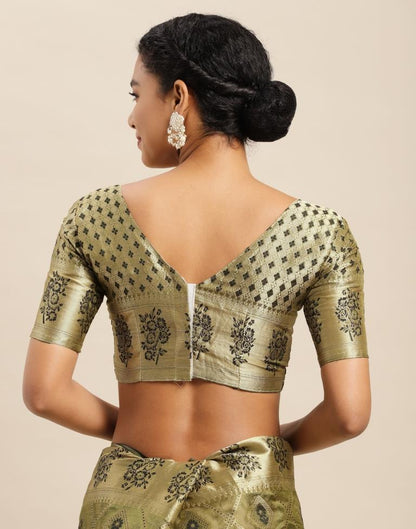 Dark Olive Green Organza Saree | Sudathi