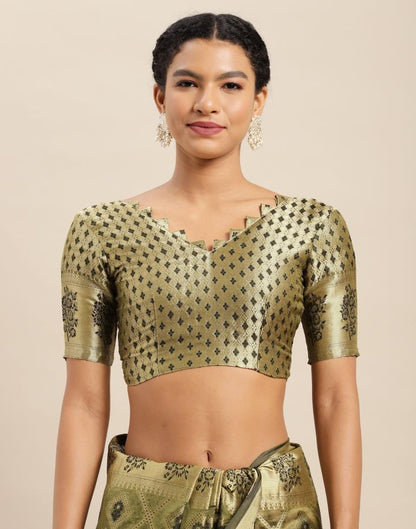 Dark Olive Green Organza Saree | Sudathi