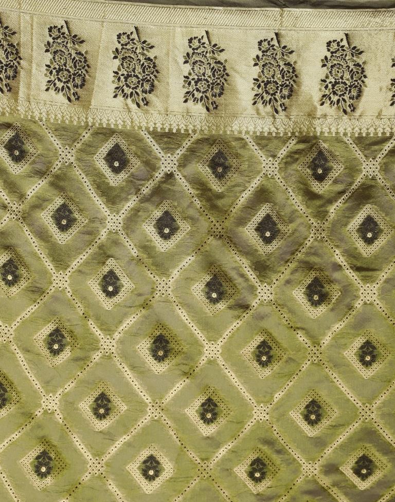 Dark Olive Green Organza Saree | Sudathi