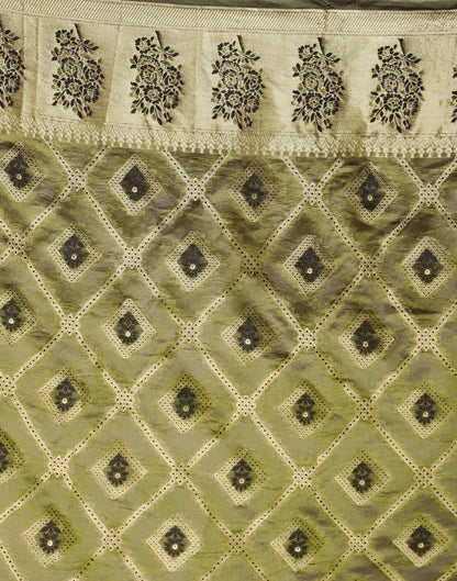 Dark Olive Green Organza Saree | Sudathi