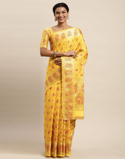 Turmeric Yellow Organza Saree | Sudathi