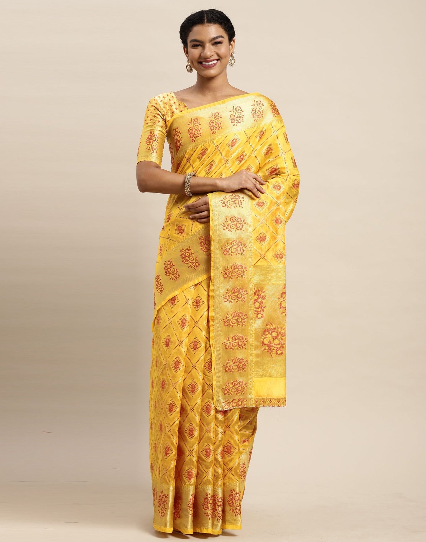 Turmeric Yellow Organza Saree | Sudathi