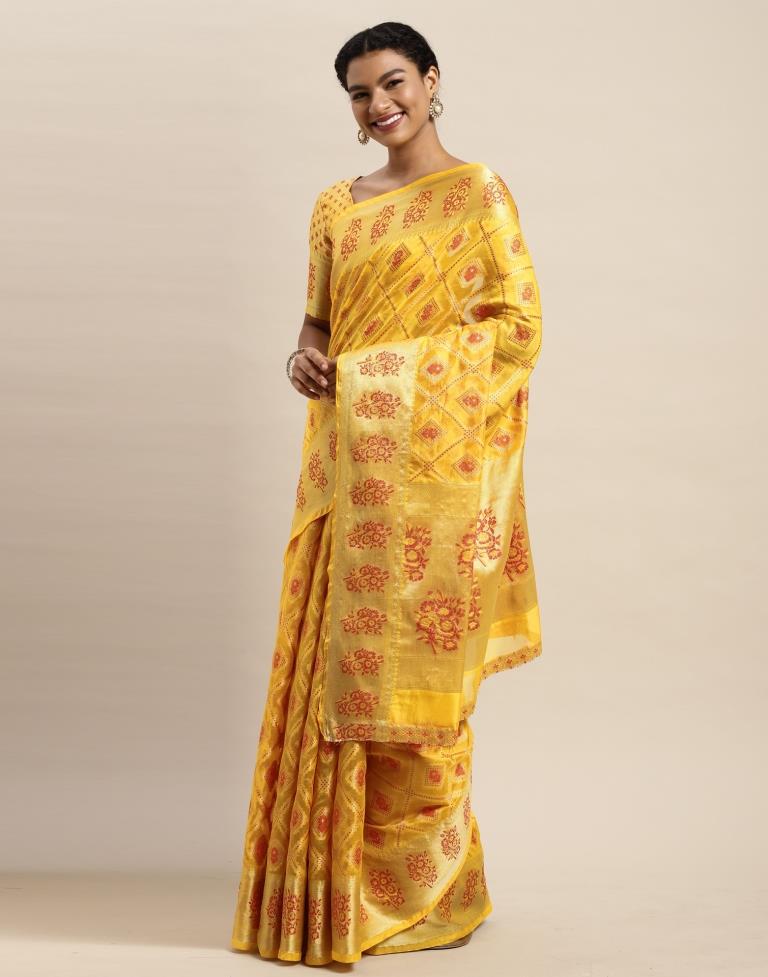 Turmeric Yellow Organza Saree | Sudathi