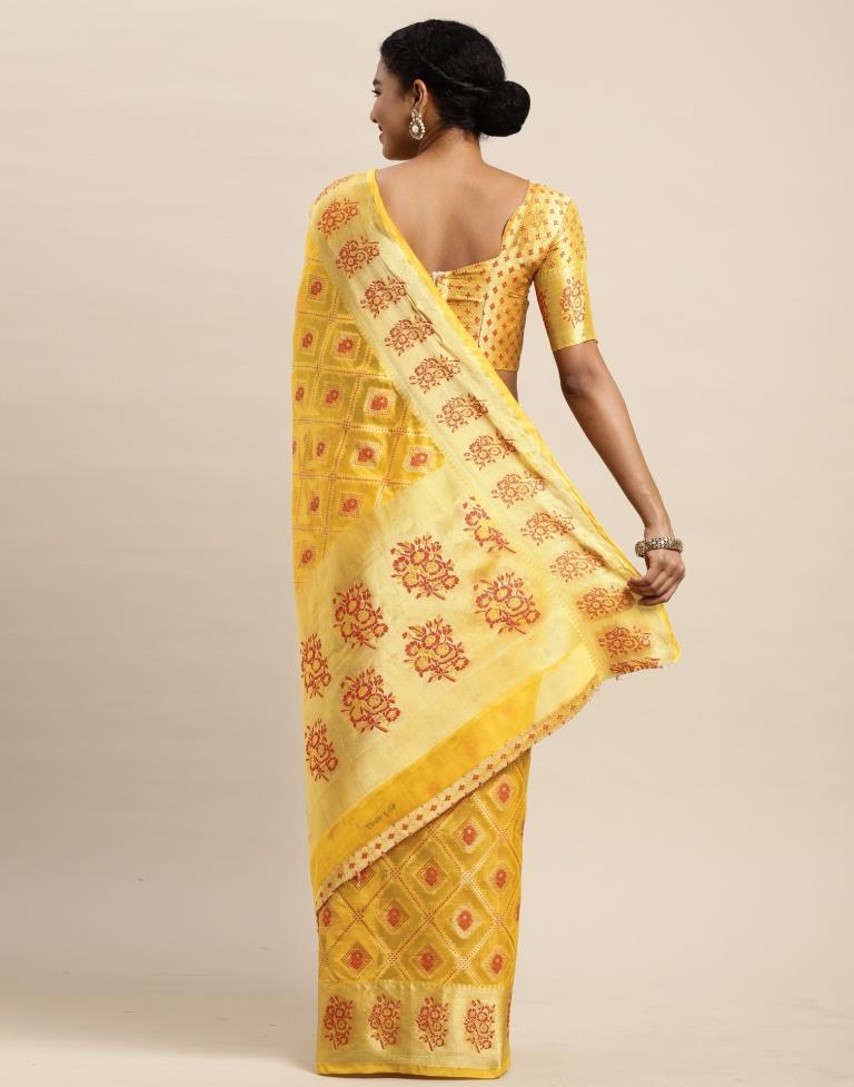 Turmeric Yellow Organza Saree | Sudathi
