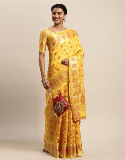 Turmeric Yellow Organza Saree | Sudathi