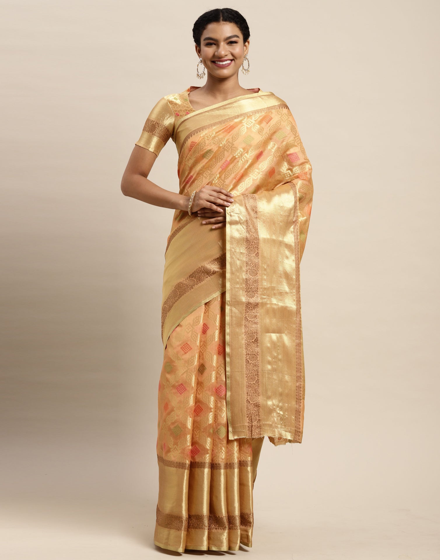 Golden Organza Saree | Sudathi