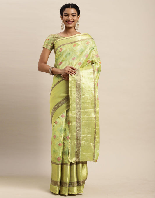 Pista Green Organza Saree | Sudathi