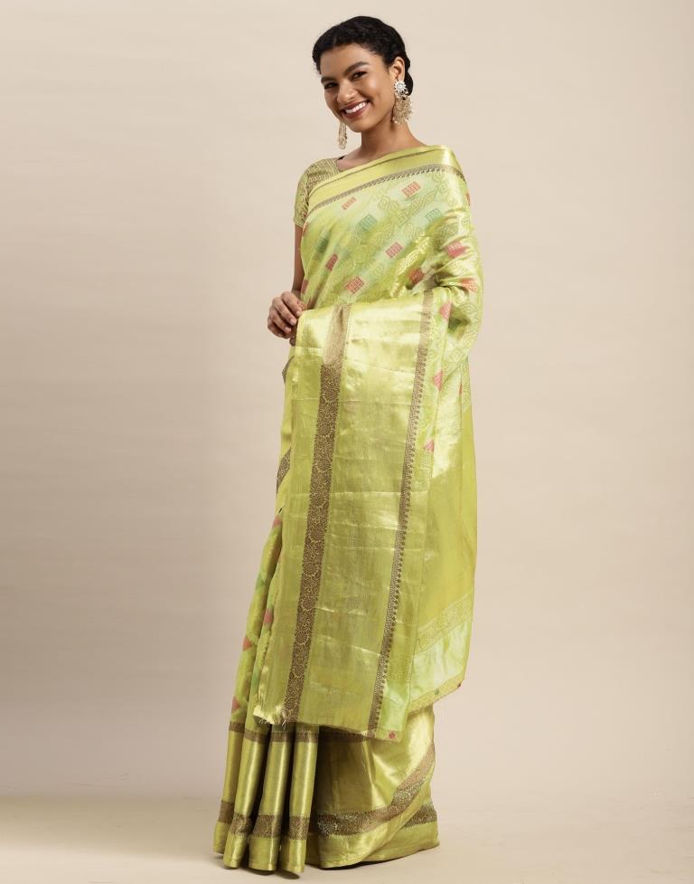Pista Green Organza Saree | Sudathi