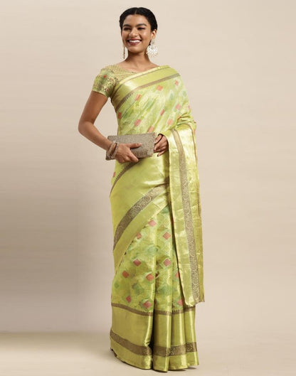 Pista Green Organza Saree | Sudathi