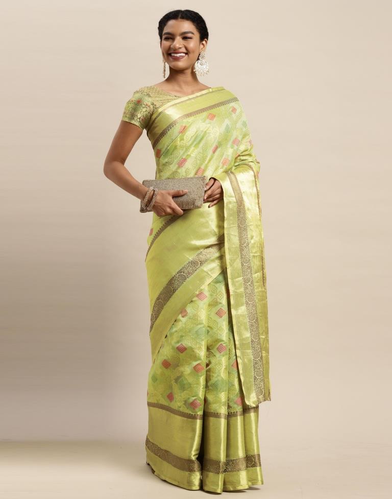 Pista Green Organza Saree | Sudathi