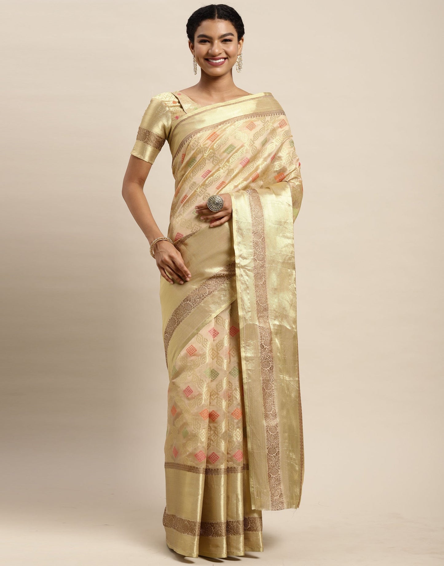 Golden Organza Saree | Sudathi