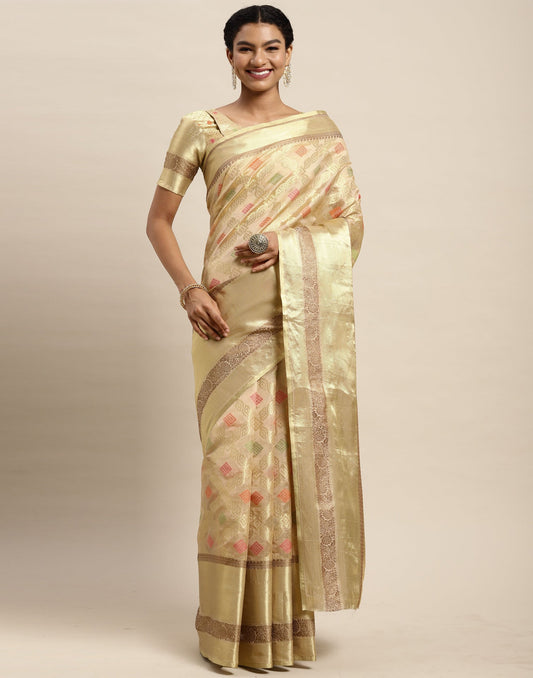 Golden Organza Saree | Sudathi