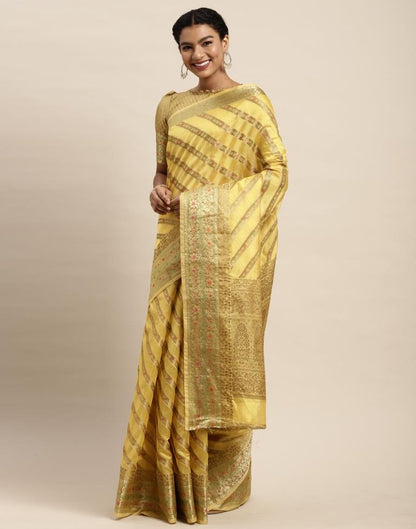 Mustard Yellow Organza Saree | Sudathi