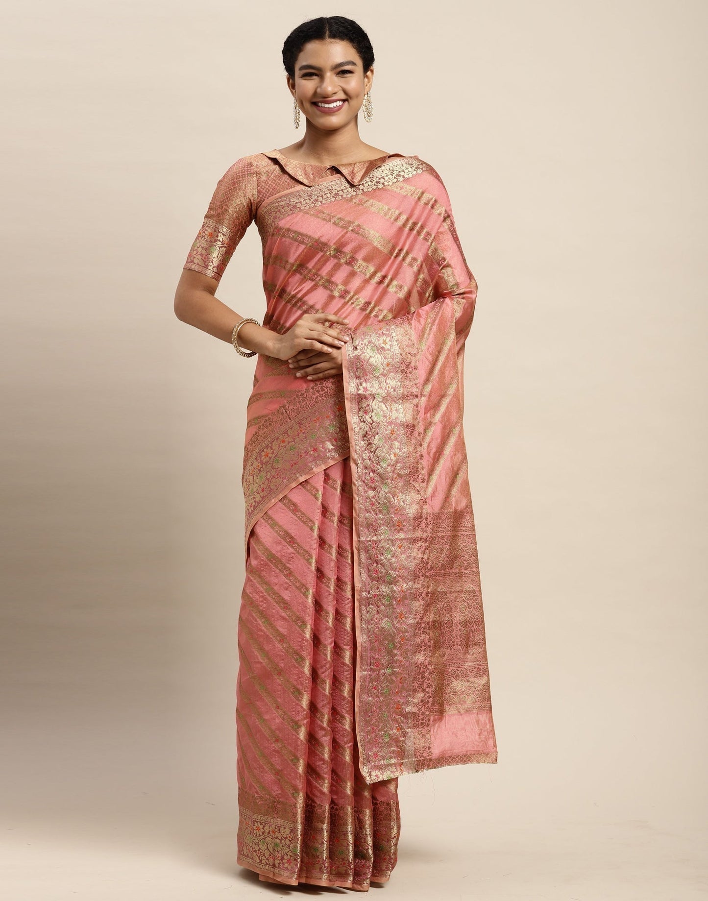 Rose Pink Organza Saree | Sudathi