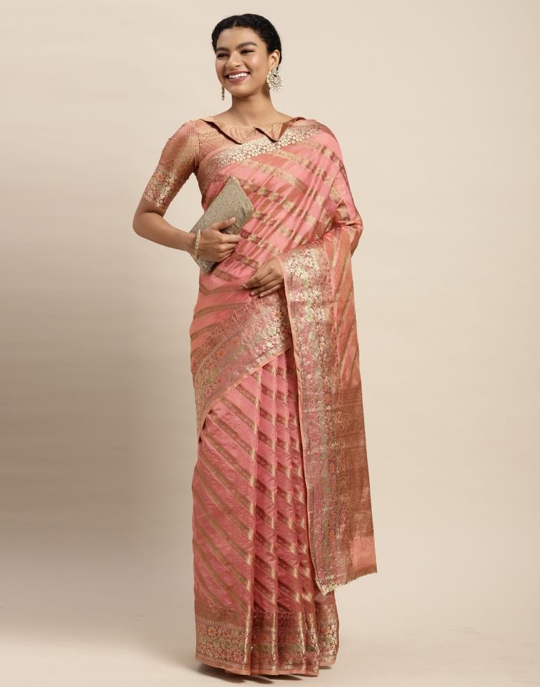 Rose Pink Organza Saree | Sudathi