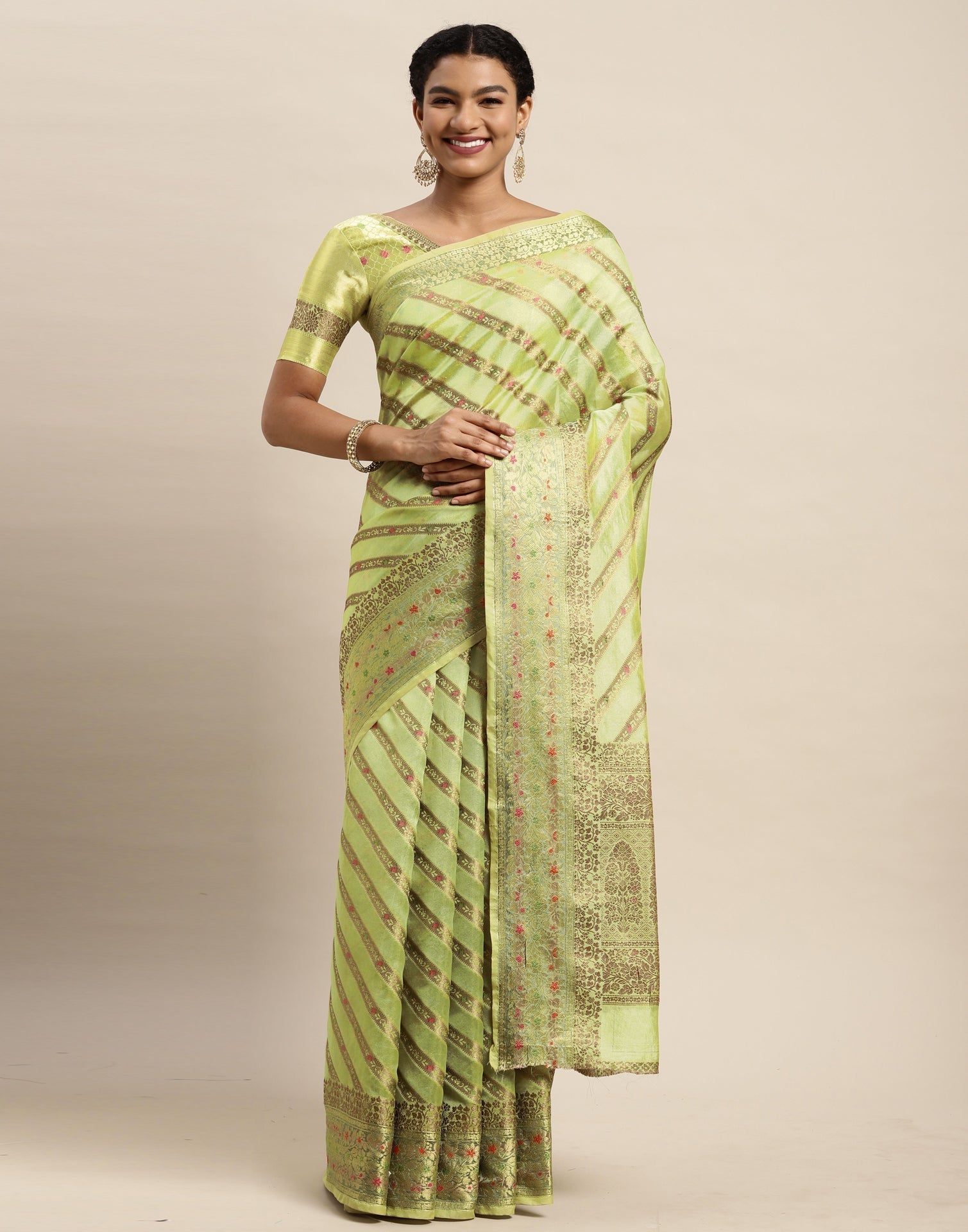 Pista Green Organza Saree | Sudathi