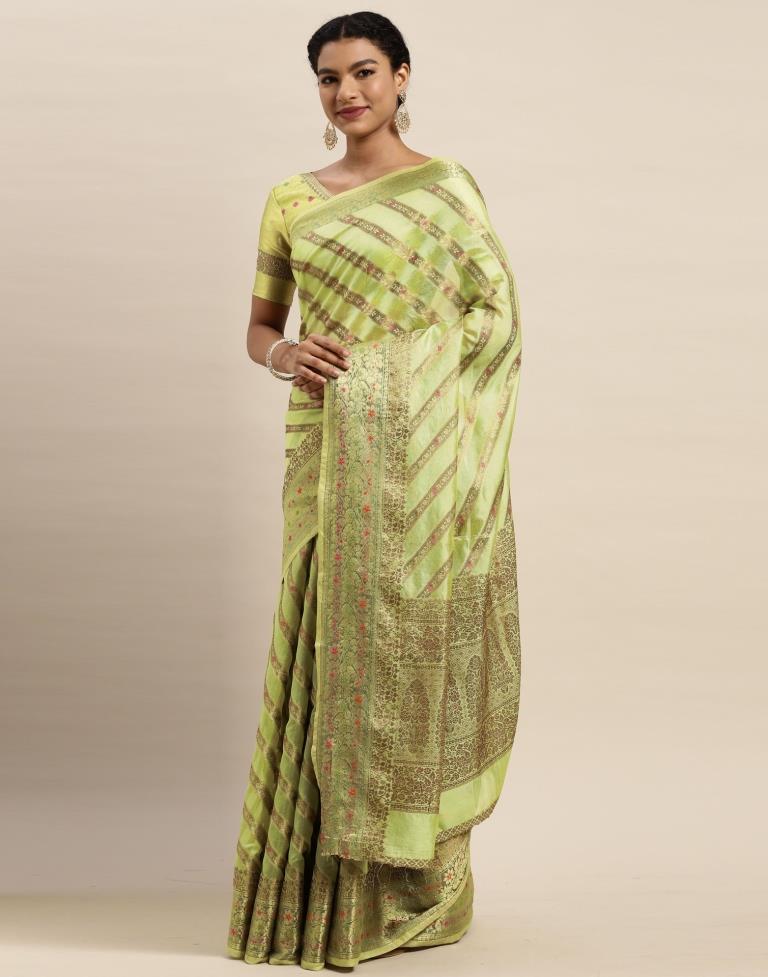 Pista Green Organza Saree | Sudathi