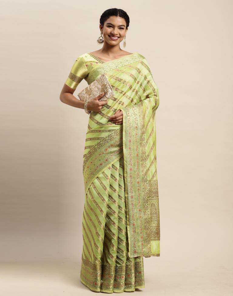 Pista Green Organza Saree | Sudathi