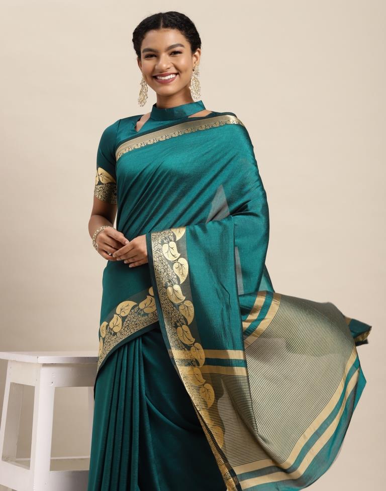 Dark Teal Blue Silk Saree | Sudathi
