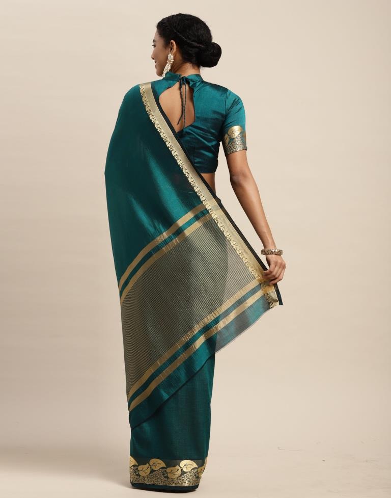 Dark Teal Blue Silk Saree | Sudathi