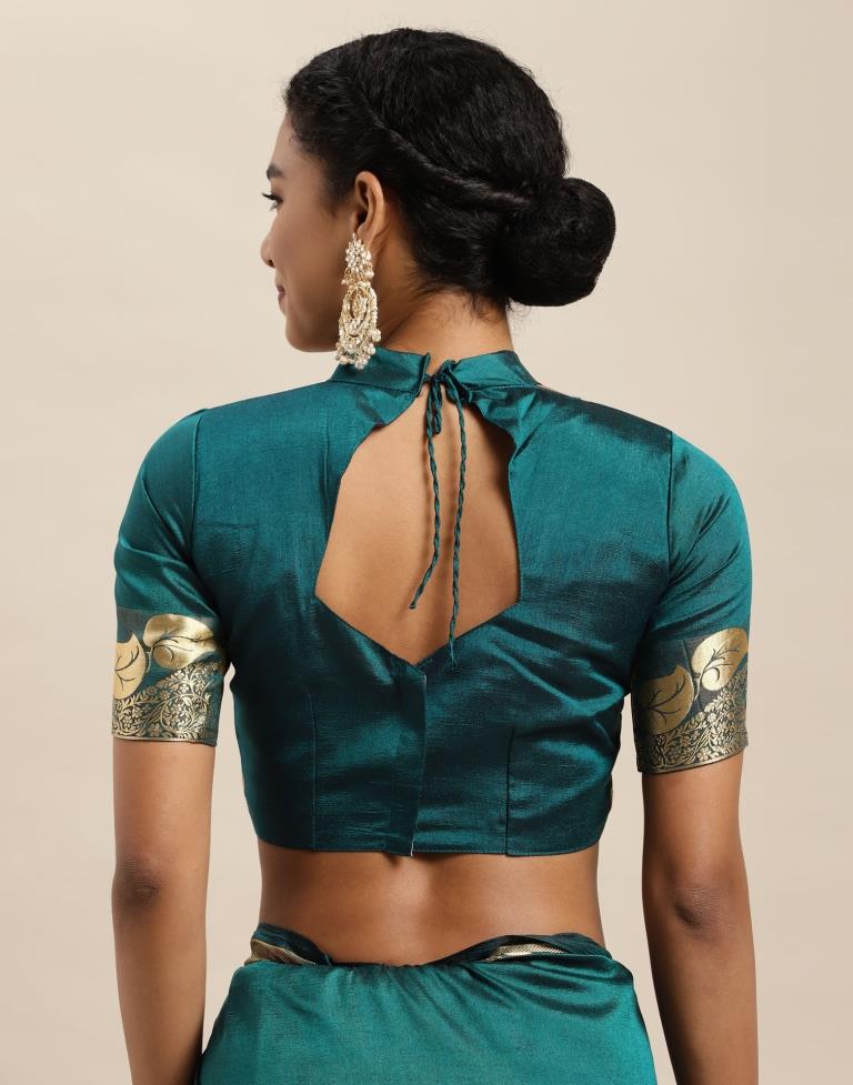 Dark Teal Blue Silk Saree | Sudathi