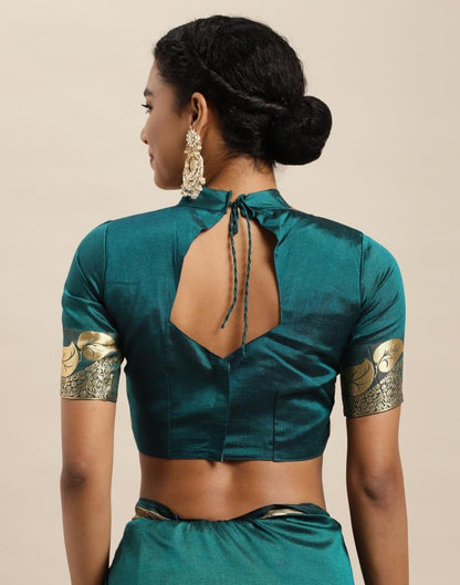 Dark Teal Blue Silk Saree | Sudathi