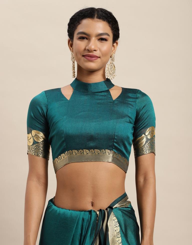 Dark Teal Blue Silk Saree | Sudathi