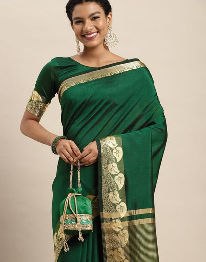 Bottle Green Silk Saree | Sudathi