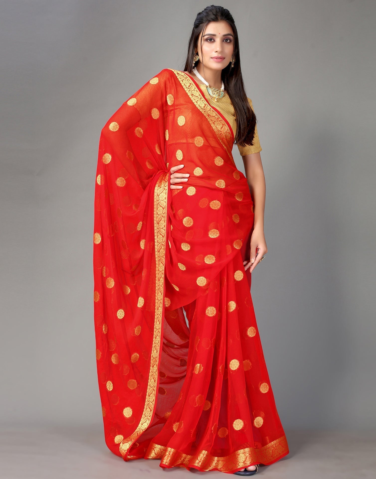 Red Chiffon Saree | Sudathi