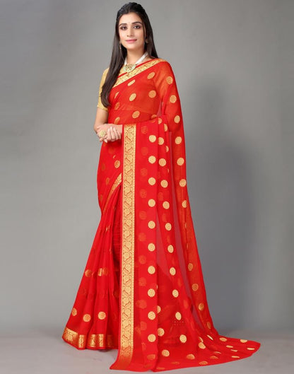 Red Chiffon Saree | Sudathi