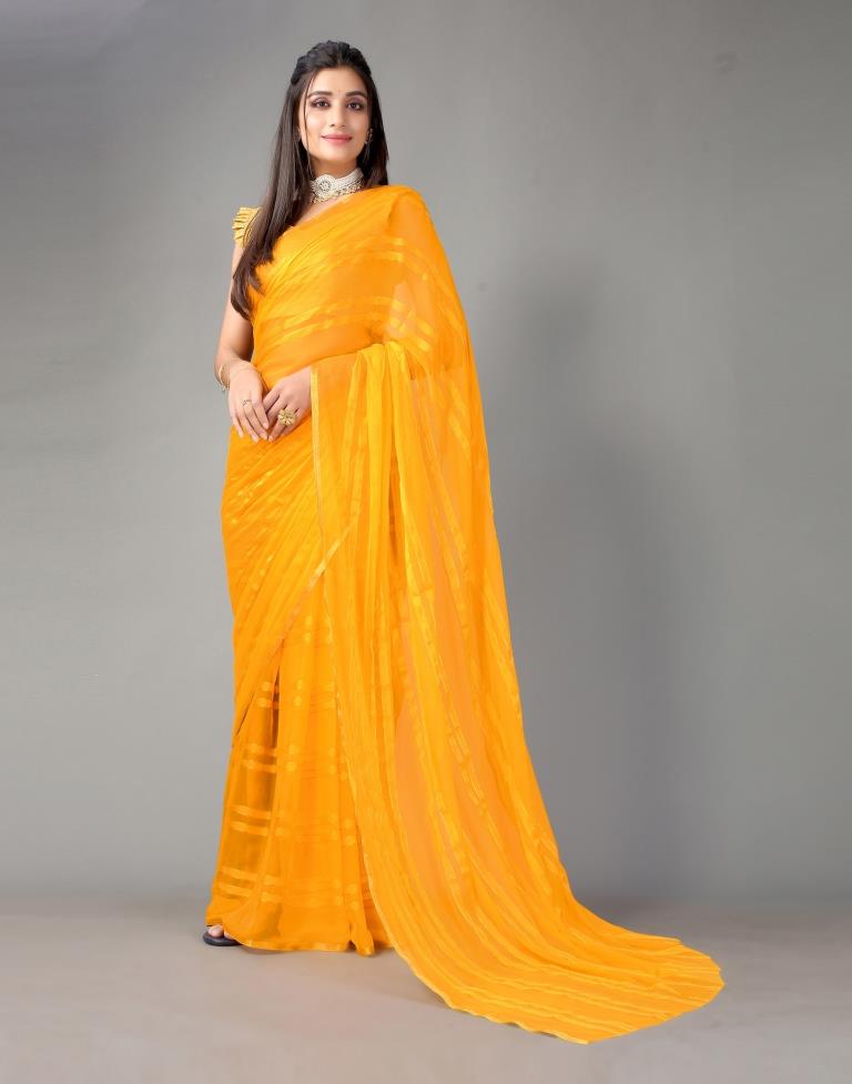Turmeric Yellow Chiffon Saree | Sudathi