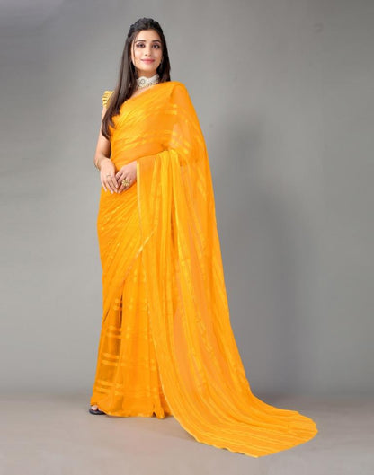 Turmeric Yellow Chiffon Saree | Sudathi