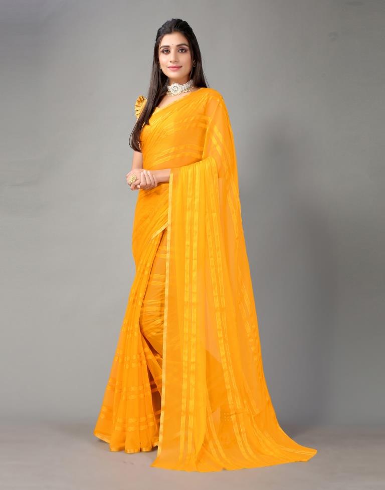 Turmeric Yellow Chiffon Saree | Sudathi