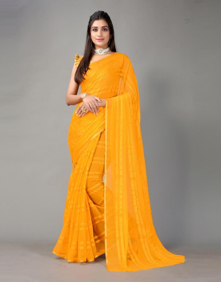 Turmeric Yellow Chiffon Saree | Sudathi