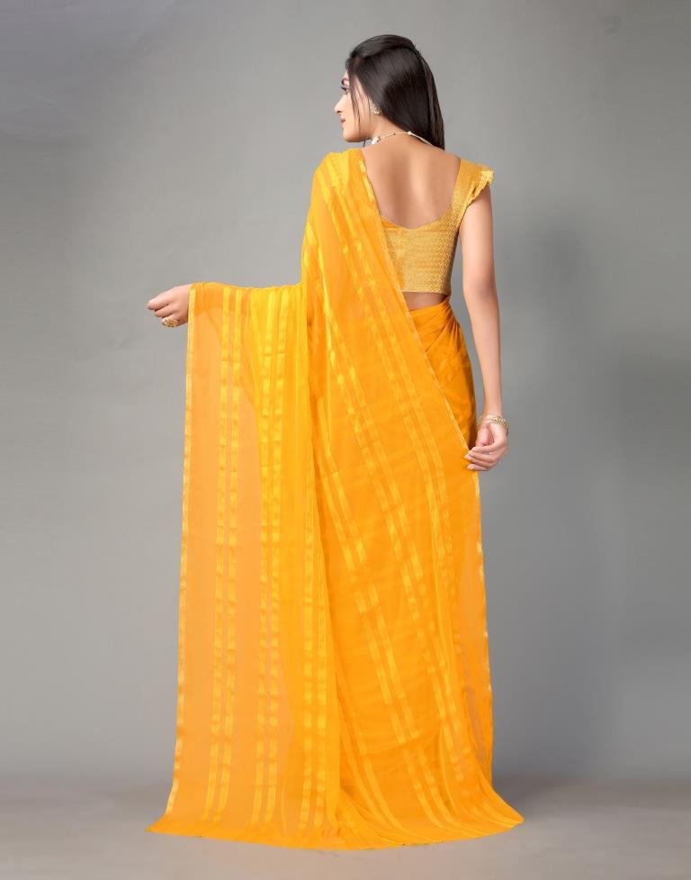 Turmeric Yellow Chiffon Saree | Sudathi