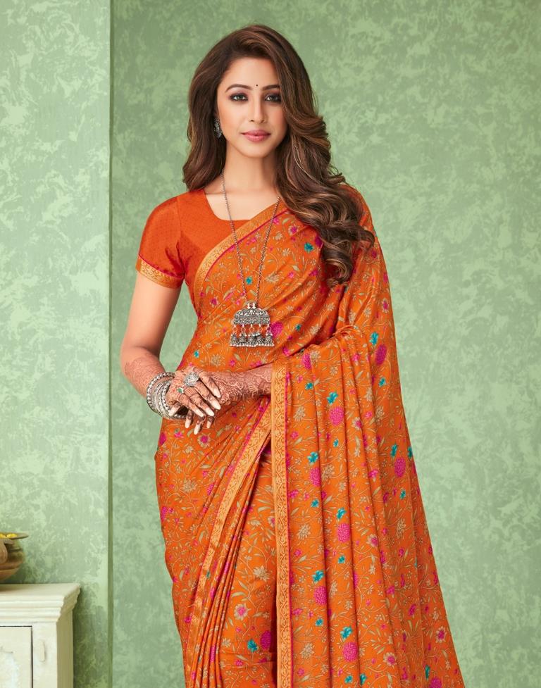 Orange Silk Saree | Sudathi