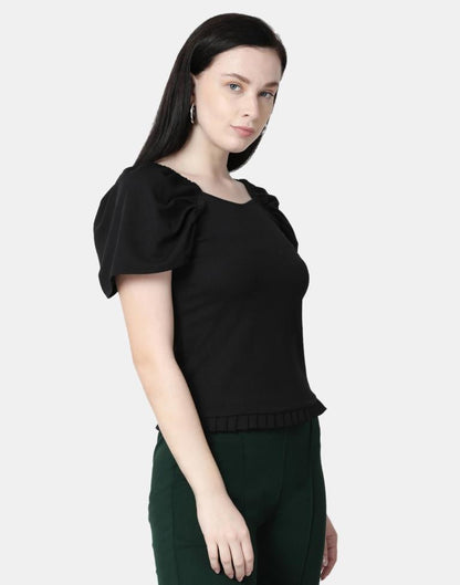 Black Colored Lycra Knitted Top | Sudathi