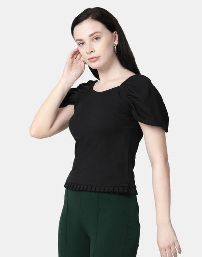 Black Colored Lycra Knitted Top | Sudathi