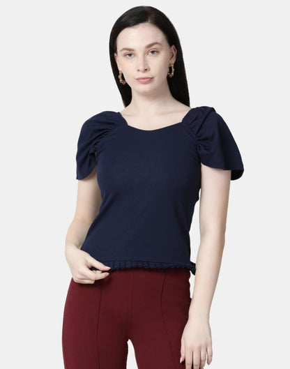 Blue Colored Lycra Knitted Top | Sudathi