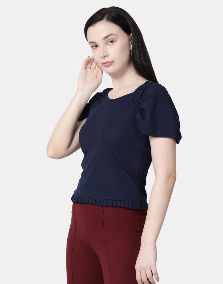 Blue Colored Lycra Knitted Top | Sudathi