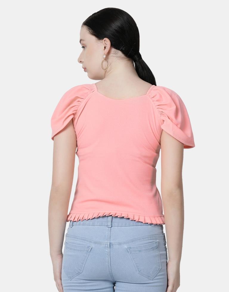 Peach Colored Lycra Knitted Top | Leemboodi