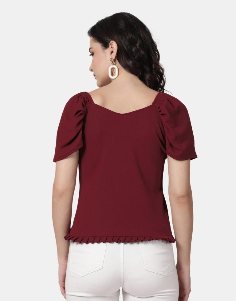 Maroon Colored Lycra Knitted Top | Leemboodi