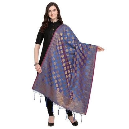 Blue Coloured Poly Silk Jacqaurd Dupatta | Sudathi