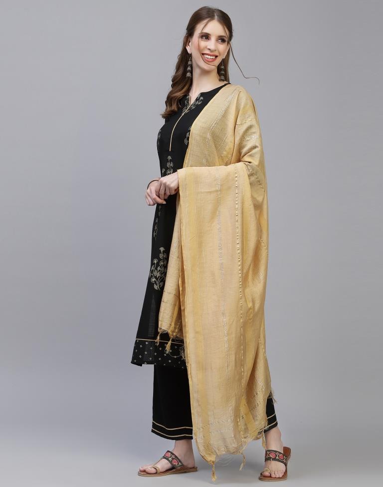 Black Kurti With Pant And Dupatta | Leemboodi