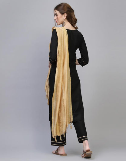 Black Kurti With Pant And Dupatta | Leemboodi