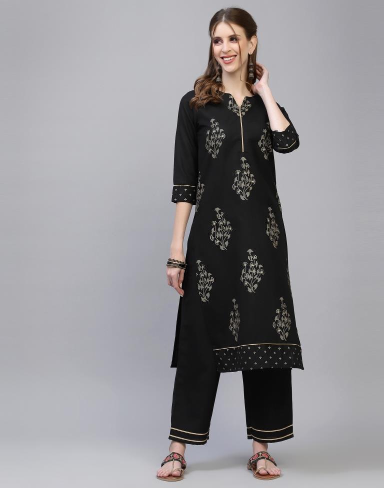 Black Kurti With Pant And Dupatta | Leemboodi